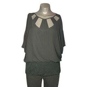 Joseph A Cutout Black Cinched Waist Top